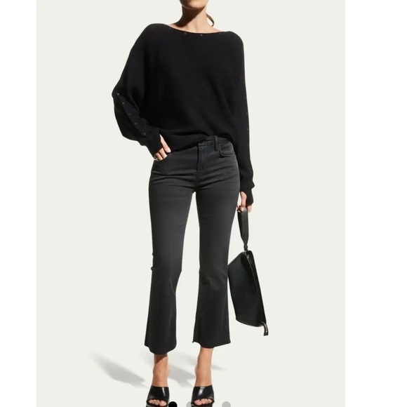 FRAME Le Crop Mini Boot jeans in black wash denim, size 29 - Picture 1 of 9